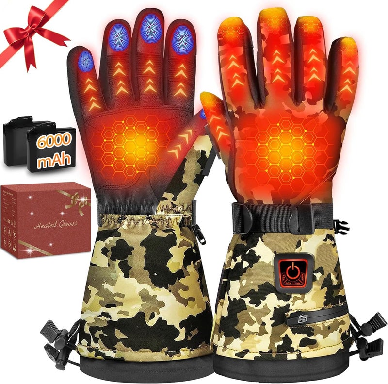 MADETEC Heated Gloves for Men Women, 7.4V 22.2WH Winter Gloves Upgraded Rechargeable Battery, Waterproof & Windproof Electric Heated Glove, Camo Glove for Camping Fishing Hunting Motorcycle - Image 1